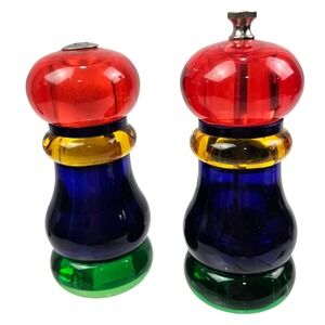 Olde Thompson Multi Color Acrylic Salt Shaker Pepper Mill Set Postmodern 5.5"